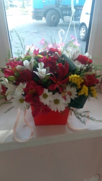 Коробка с цветами микс