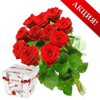 11 красных роз и Raffaello